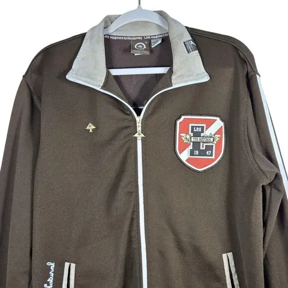 LRG Killa Cambridge Track Jacket Mens Medium Brown Suede Elbow Patches Varsity - Picture 4 of 12